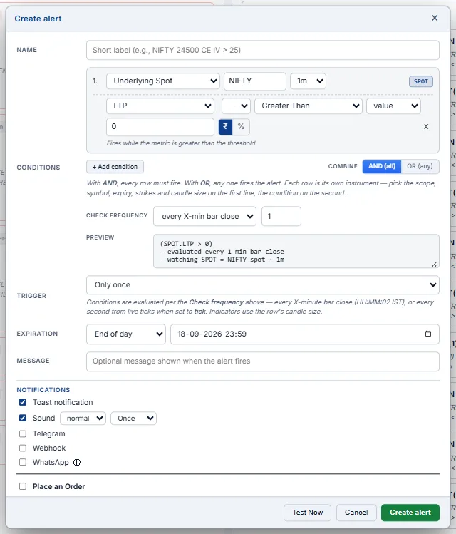 Create alert window