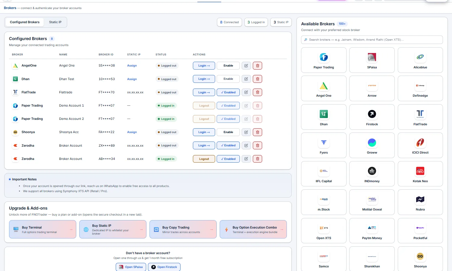 Brokers page